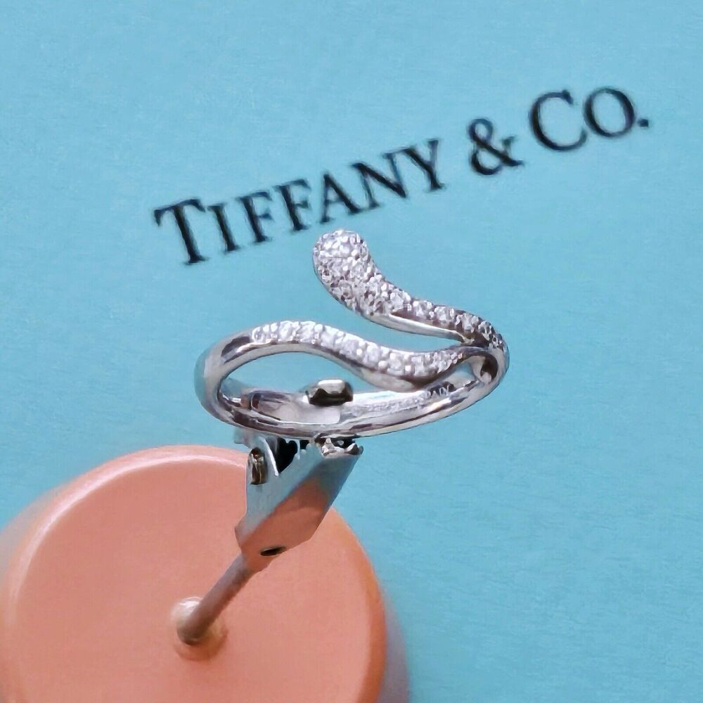 RARE Vintage Tiffany & Co. Elsa Peretti Platinum Diamond Snake Wrap Ring Band